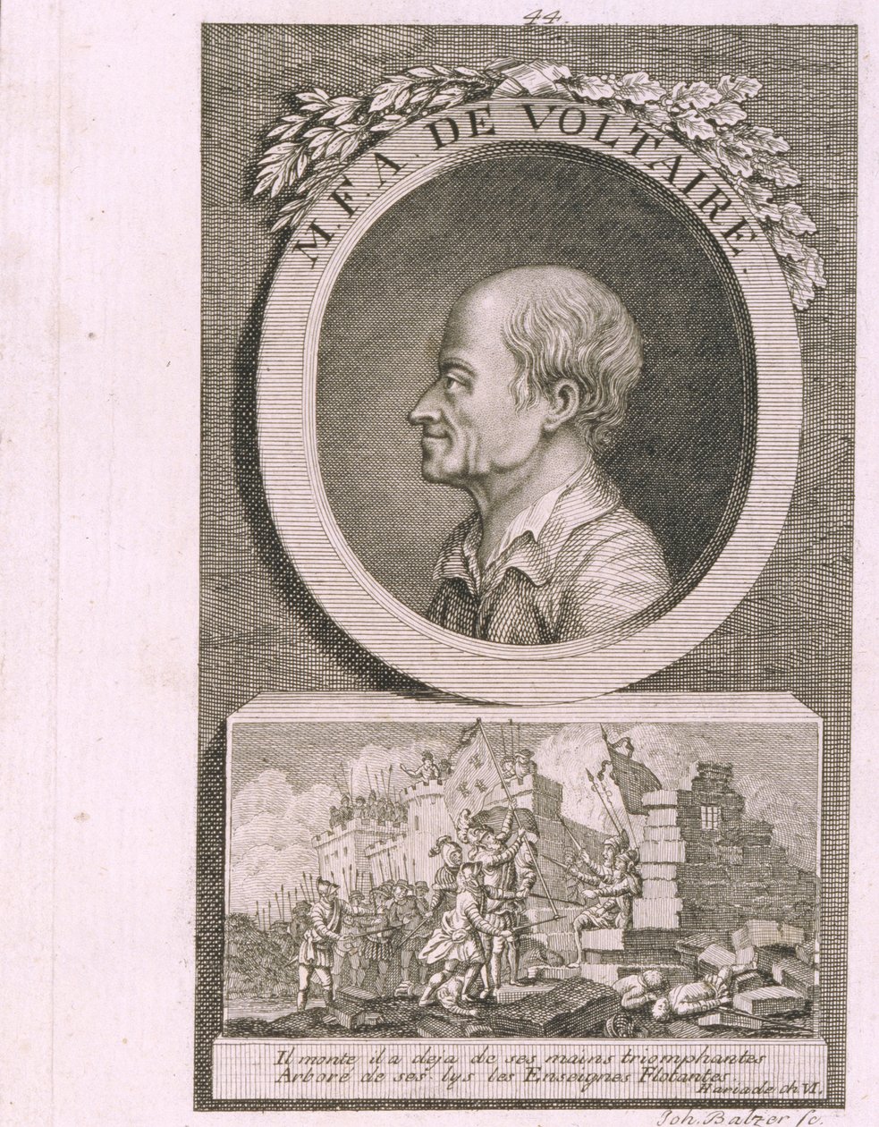 Ritratto dello scrittore, saggista e filosofo François Marie Arouet de Voltaire 1694-1778 da Johann Balzer
