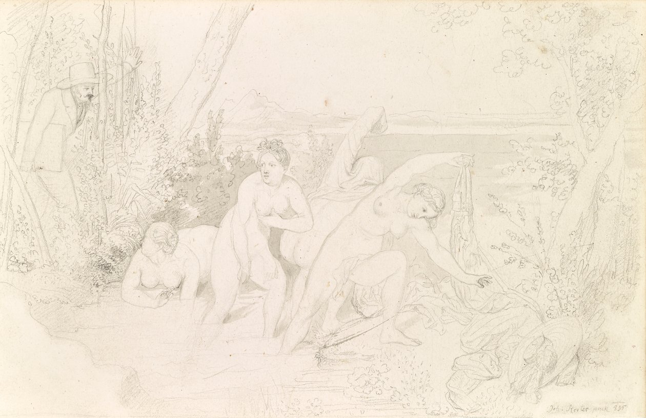 Pittore sorprende quattro bagnanti (recto) da Johann Baptist Reiter