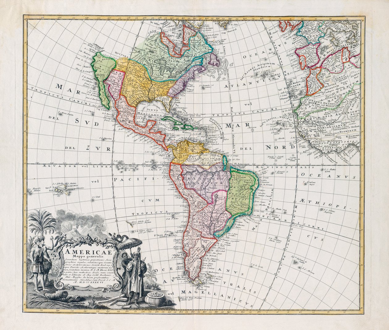 Mappa delle Americhe, Americae Mappa Generalis da Johann Baptista Homann