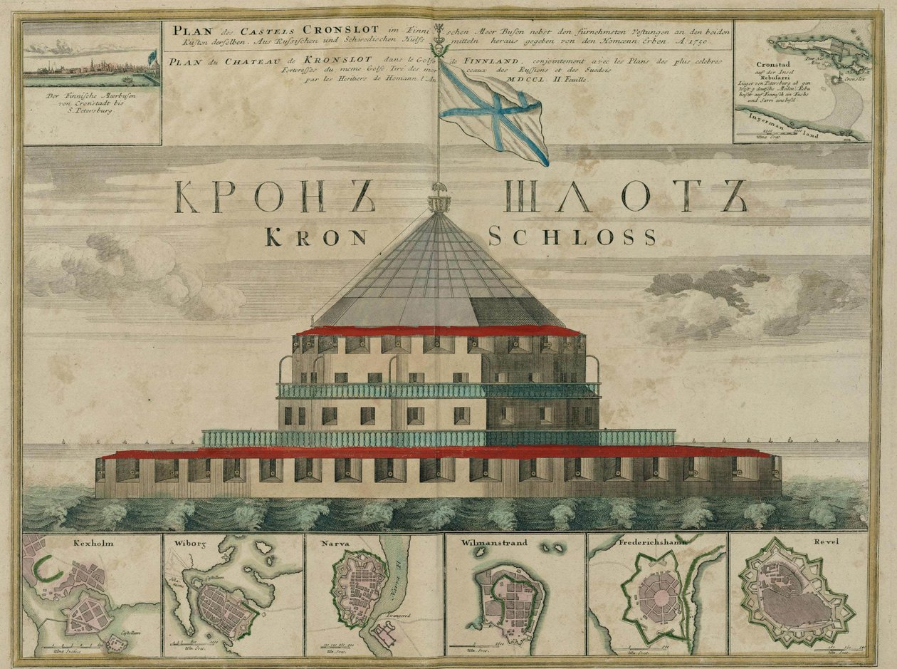 Piano della Fortezza di Kronstadt, 1750 da Johann Baptista Homann