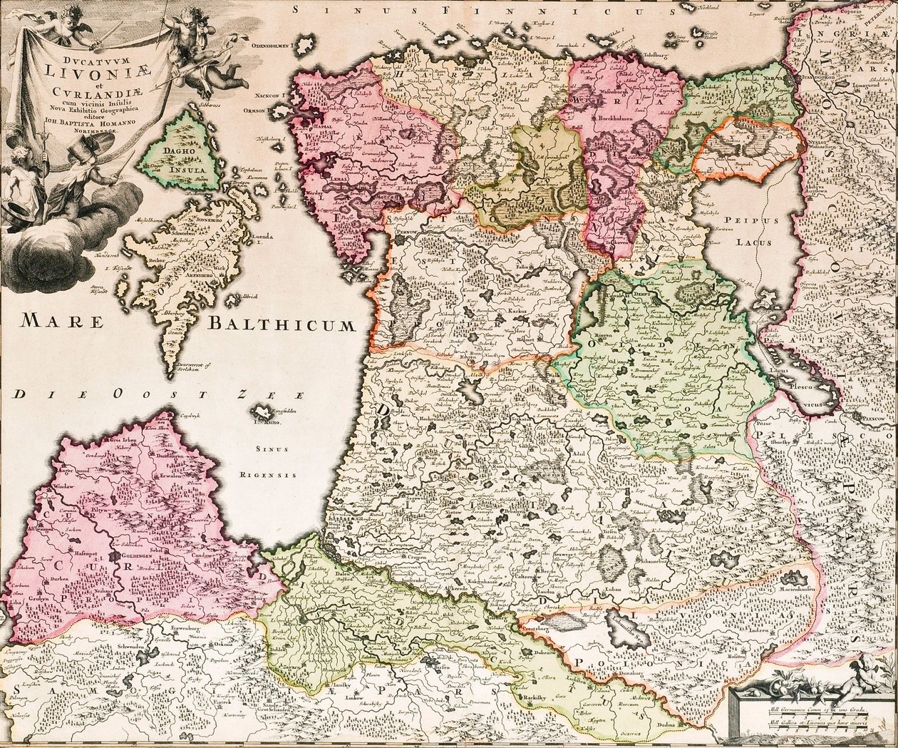 Il Mar Baltico Da: Baltikum Ducatuum Livoniae et Curlandiae cum vicinis Insulis Nova Exhibitio Geographica, ca 1720 da Johann Baptista Homann