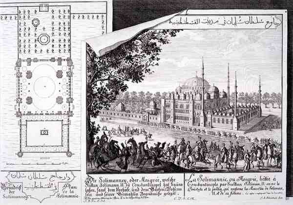 Piano e Vista della Moschea Suleymaniye, Istanbul, da 