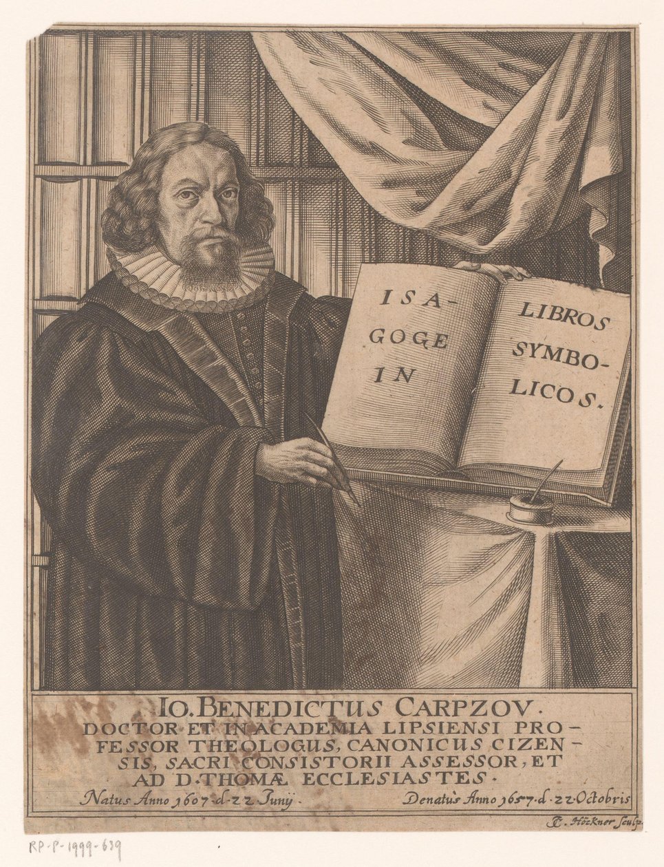 Ritratto di Johann Benedict Carpzov da Johann Caspar Hoeckner