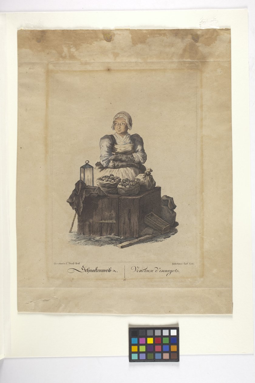 Schneckenweib o Vendeuse Des Escargots (Venditrice di lumache) da Johann Christian (after) Brand