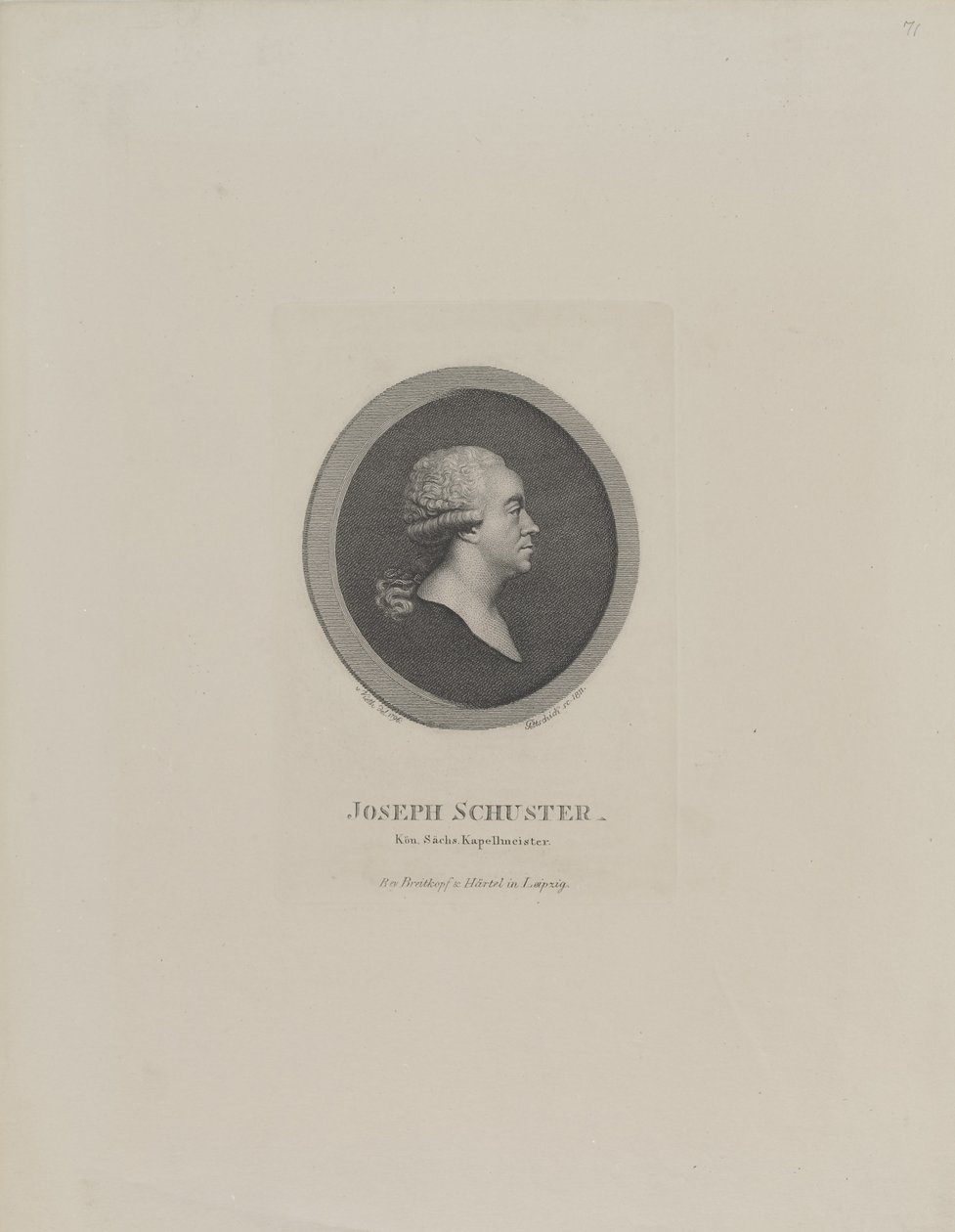 Ritratto del compositore Joseph Schuster da Johann Christian Benjamin Gottschick