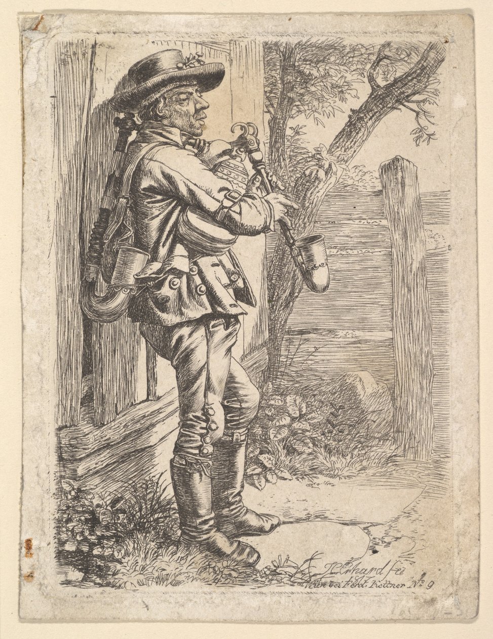 Il suonatore di cornamusa, 1817 da Johann Christian Erhard