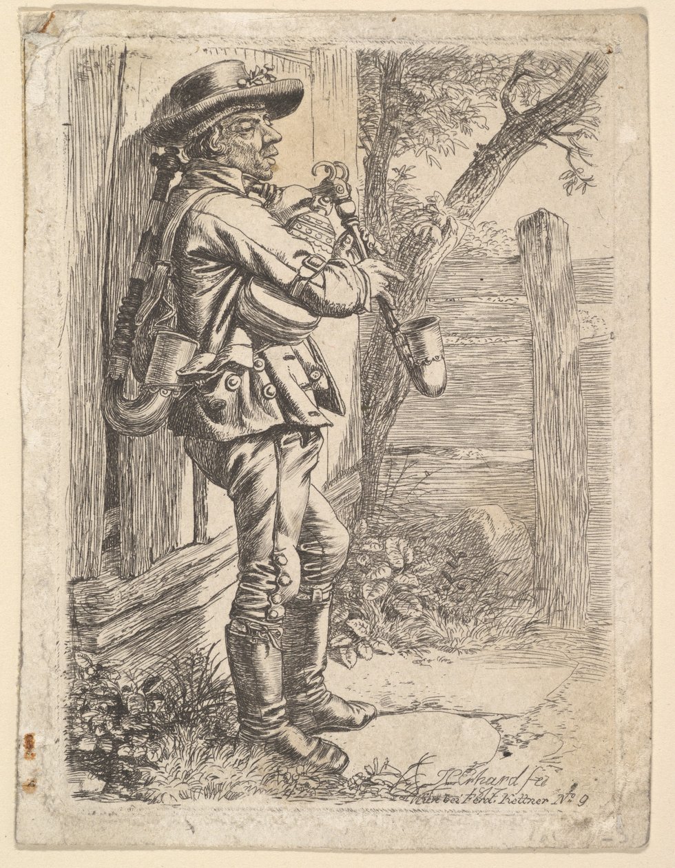 Il suonatore di cornamusa, 1819 da Johann Christian Erhard