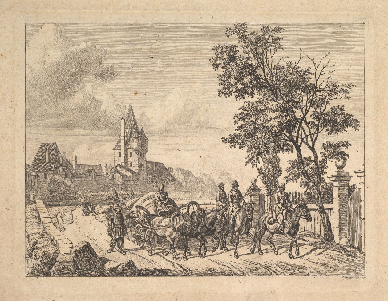 I cosacchi che scortano il carro dei bagagli, 1816 da Johann Christian Erhard