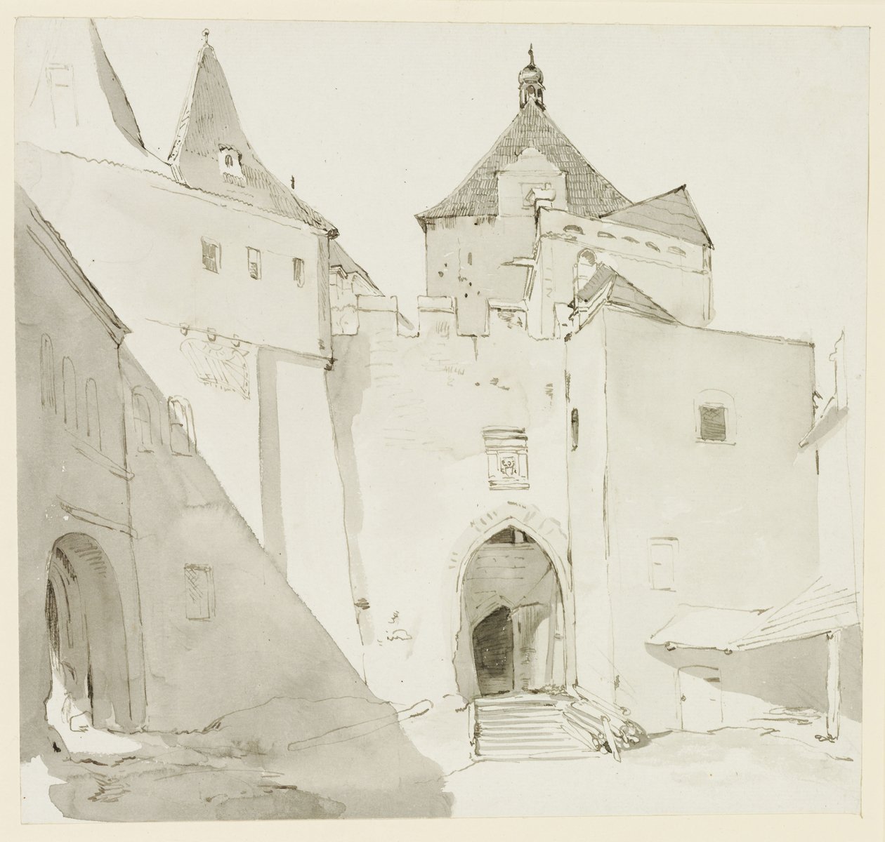 Antica porta cittadina ed edifici adiacenti da Johann Christian Reinhart
