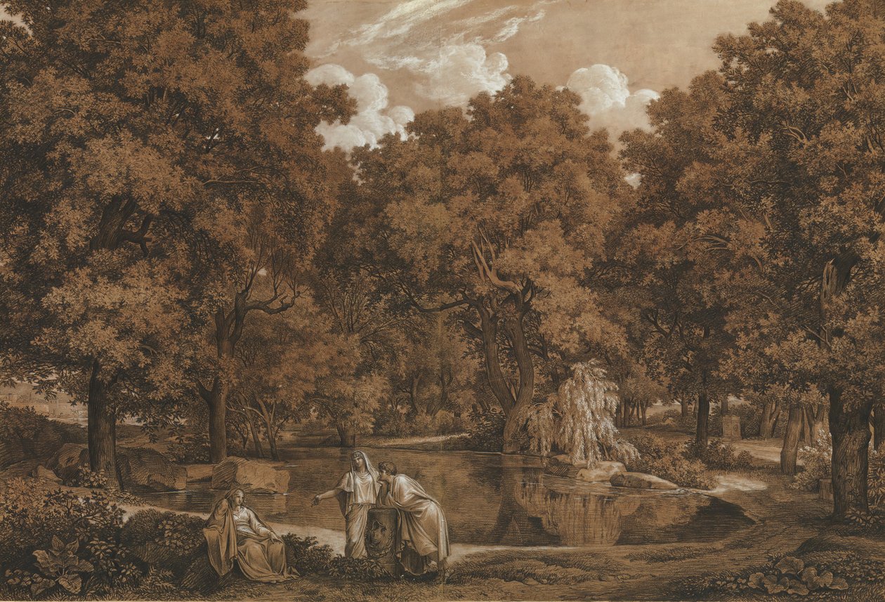 Paesaggio arcadico con tre figure a un lago da Johann Christian Reinhart