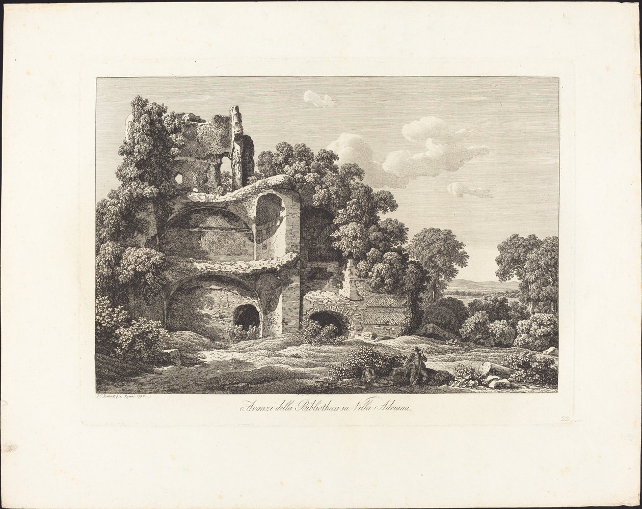 Resti della Biblioteca nella Villa Adriana da Johann Christian Reinhart