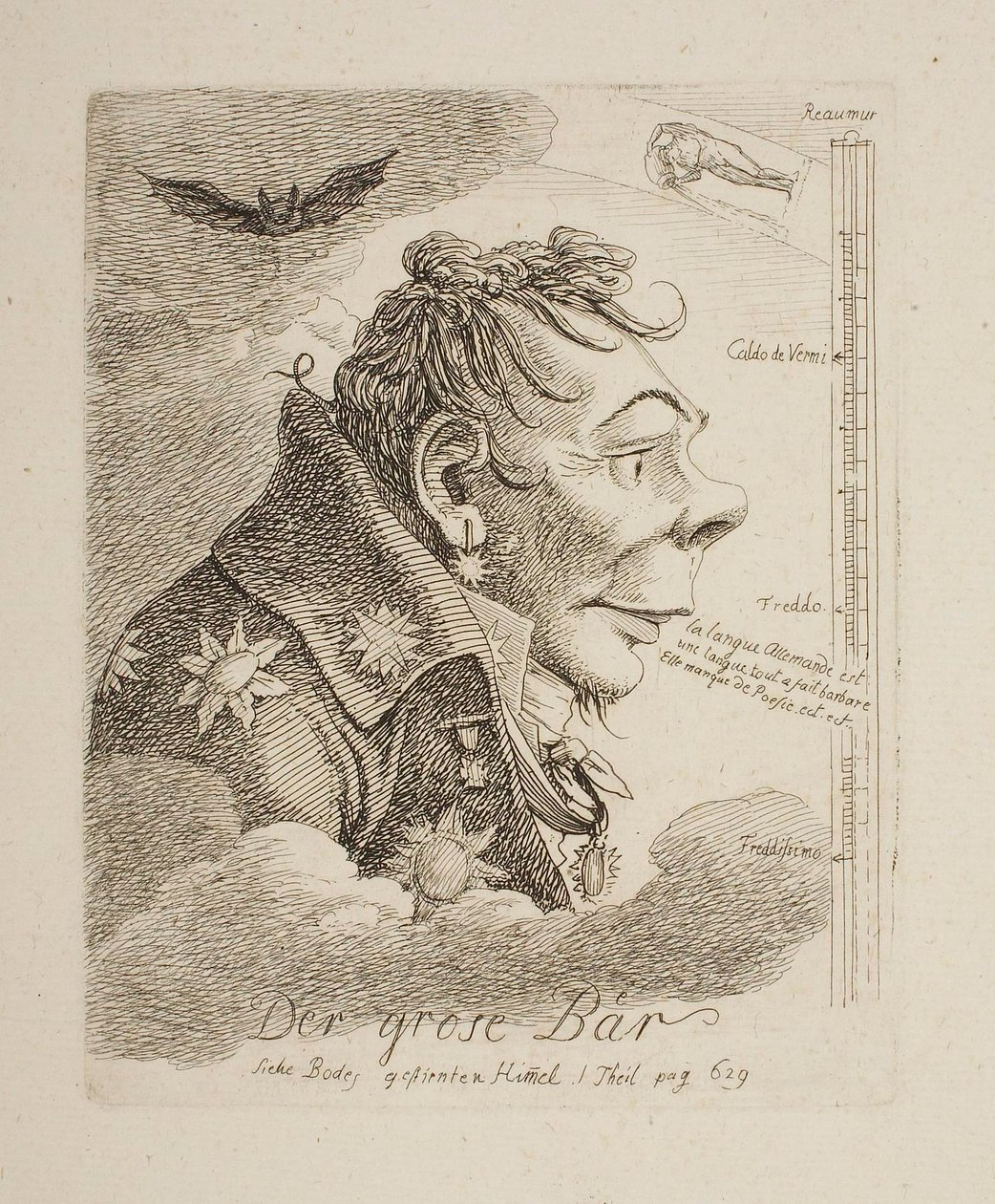 «Il grande orso», caricatura del conte russo Mattweff (forse il pittore Fyodor Matveyev) da Johann Christian Reinhart
