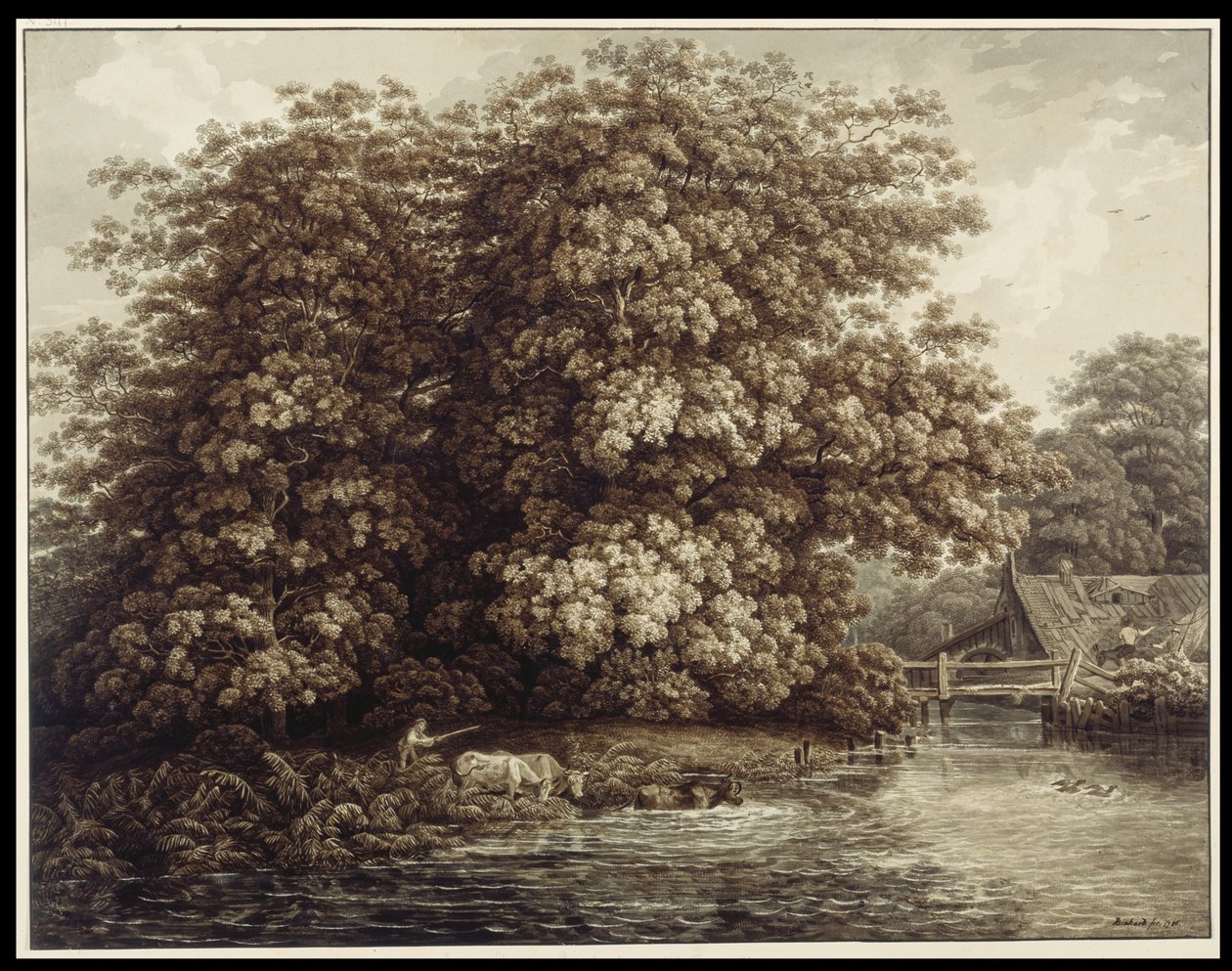 Il mulino vicino alle grandi querce da Johann Christian Reinhart