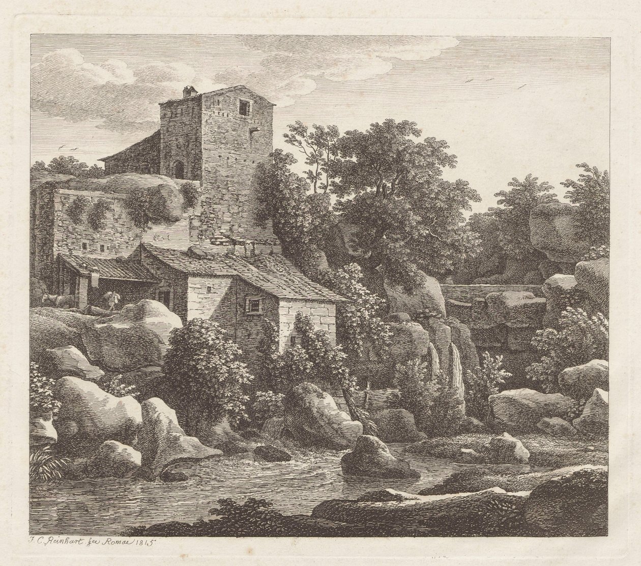 Una casa in riva a un ruscello di montagna da Johann Christian Reinhart
