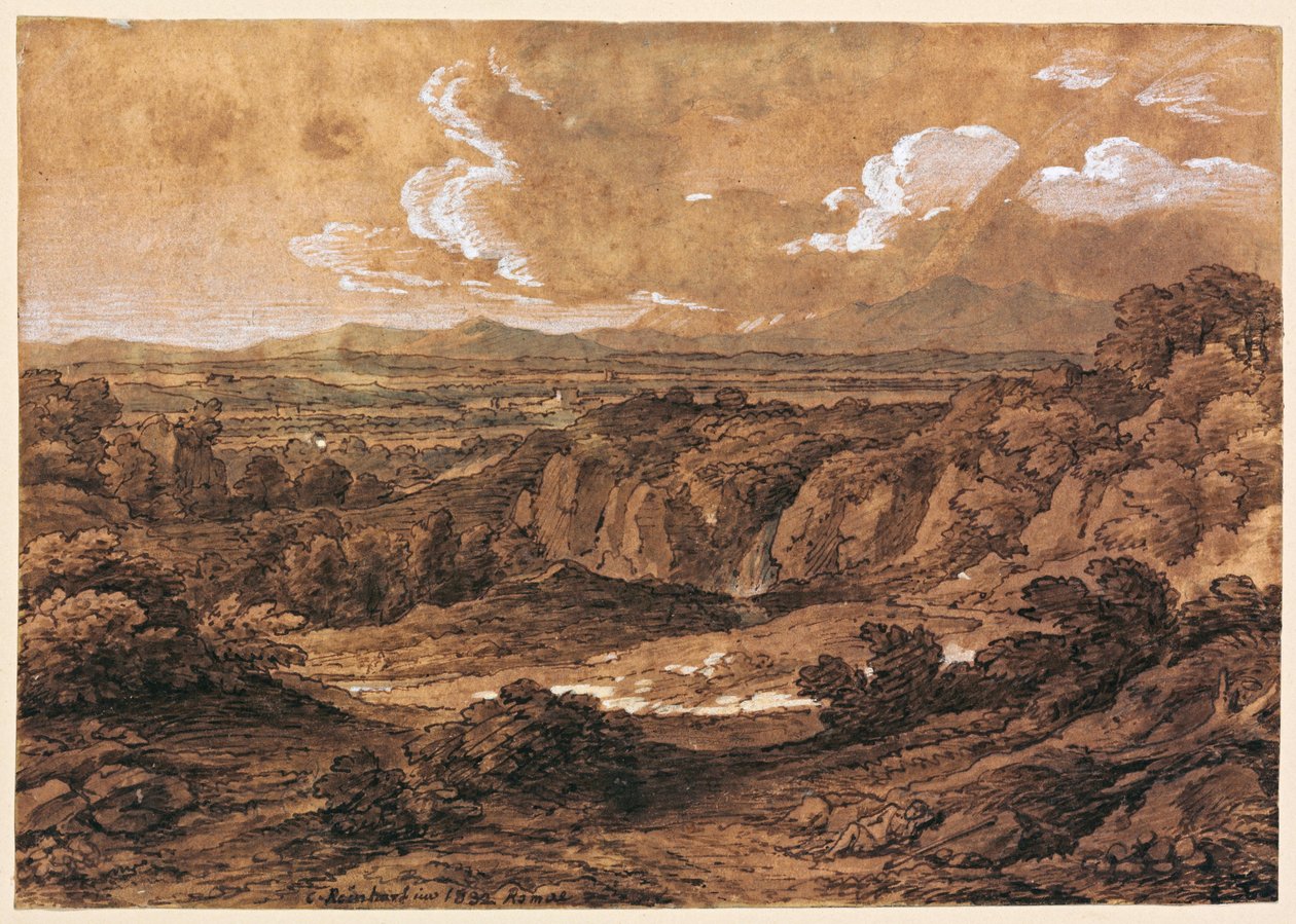 Paesaggio boschivo roccioso da Johann Christian Reinhart