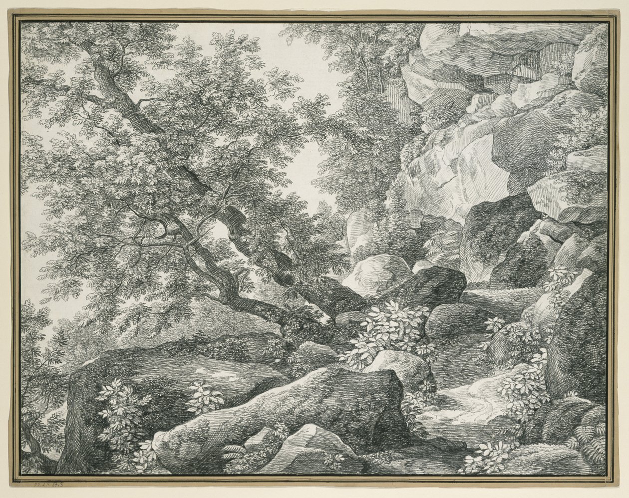 Paesaggio roccioso con alberi da Johann Christian Reinhart