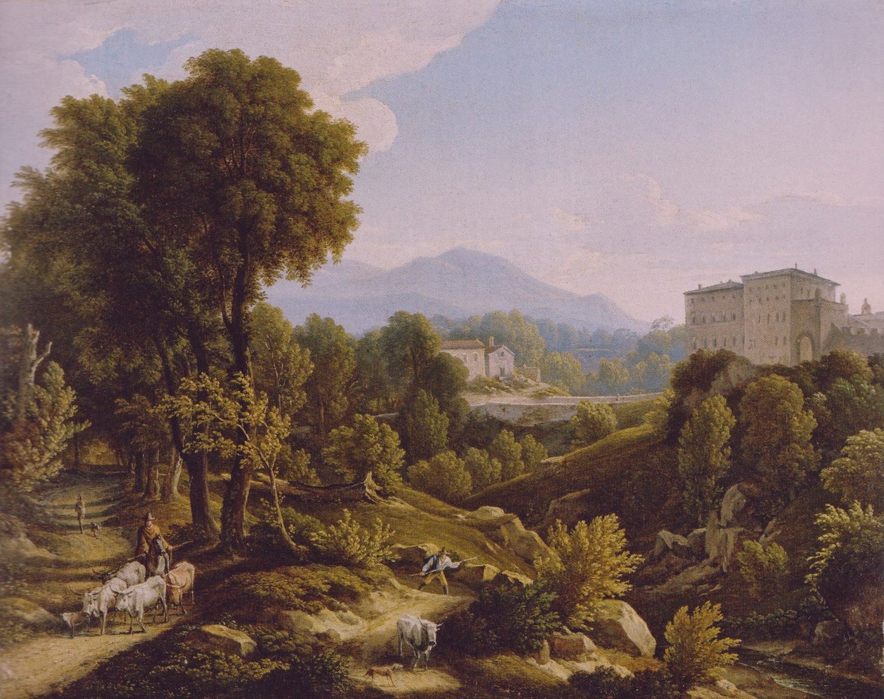 Tedesco: Paesaggio con vista su Palazzo Chigi ad Ariccia. da Johann Christian Reinhart