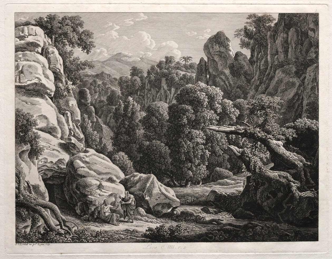 Paesaggio eroico: Paesaggio con la tentazione di Cristo, 1799 da Johann Christian Reinhart