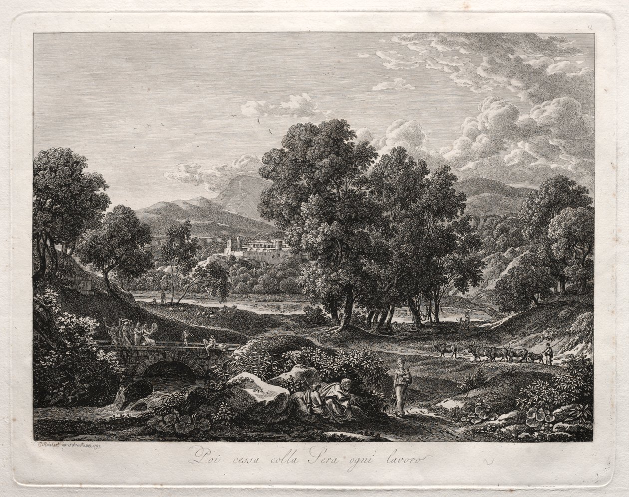 Paesaggio eroico: La danza del pastore sul ponte da Johann Christian Reinhart