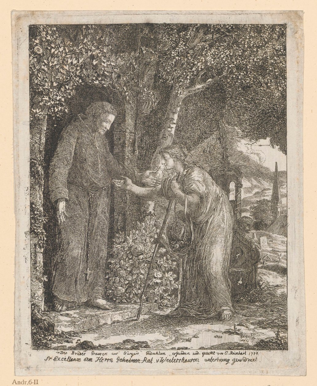 Illustrazione per la ballata di A.G. Bürger «Fratello Graurock e la pellegrina» da Johann Christian Reinhart
