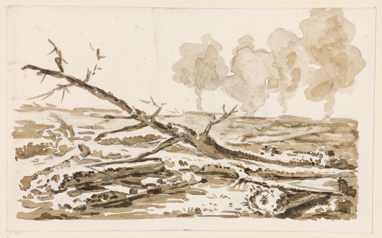 Schizzo di paesaggio con boschetto a terra da Johann Christian Reinhart
