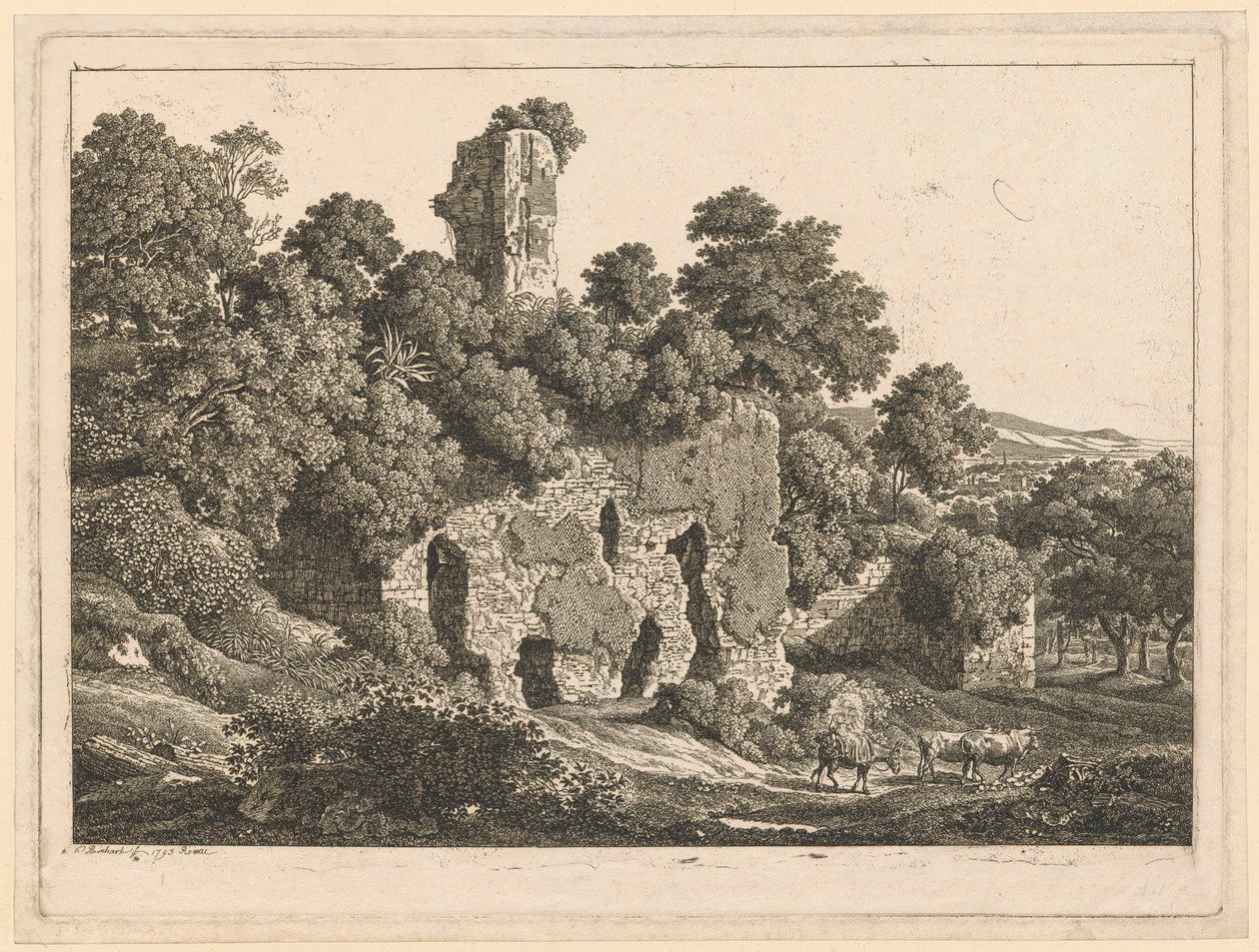 Paesaggio - Rovine della Villa di Ventidio Basso a Tivoli da Johann Christian Reinhart