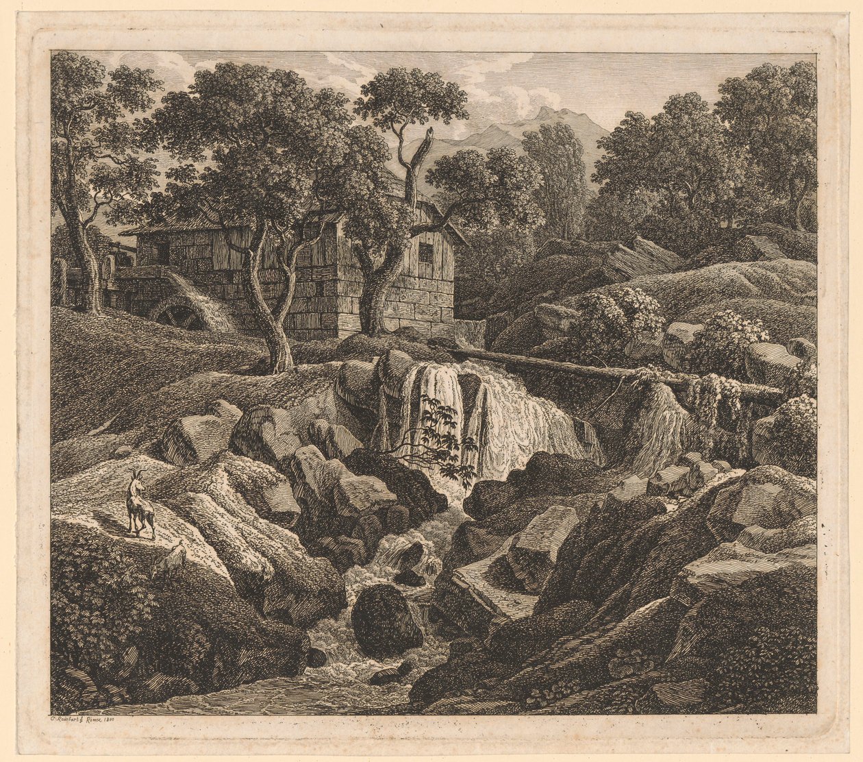 Paesaggio con cascata da Johann Christian Reinhart