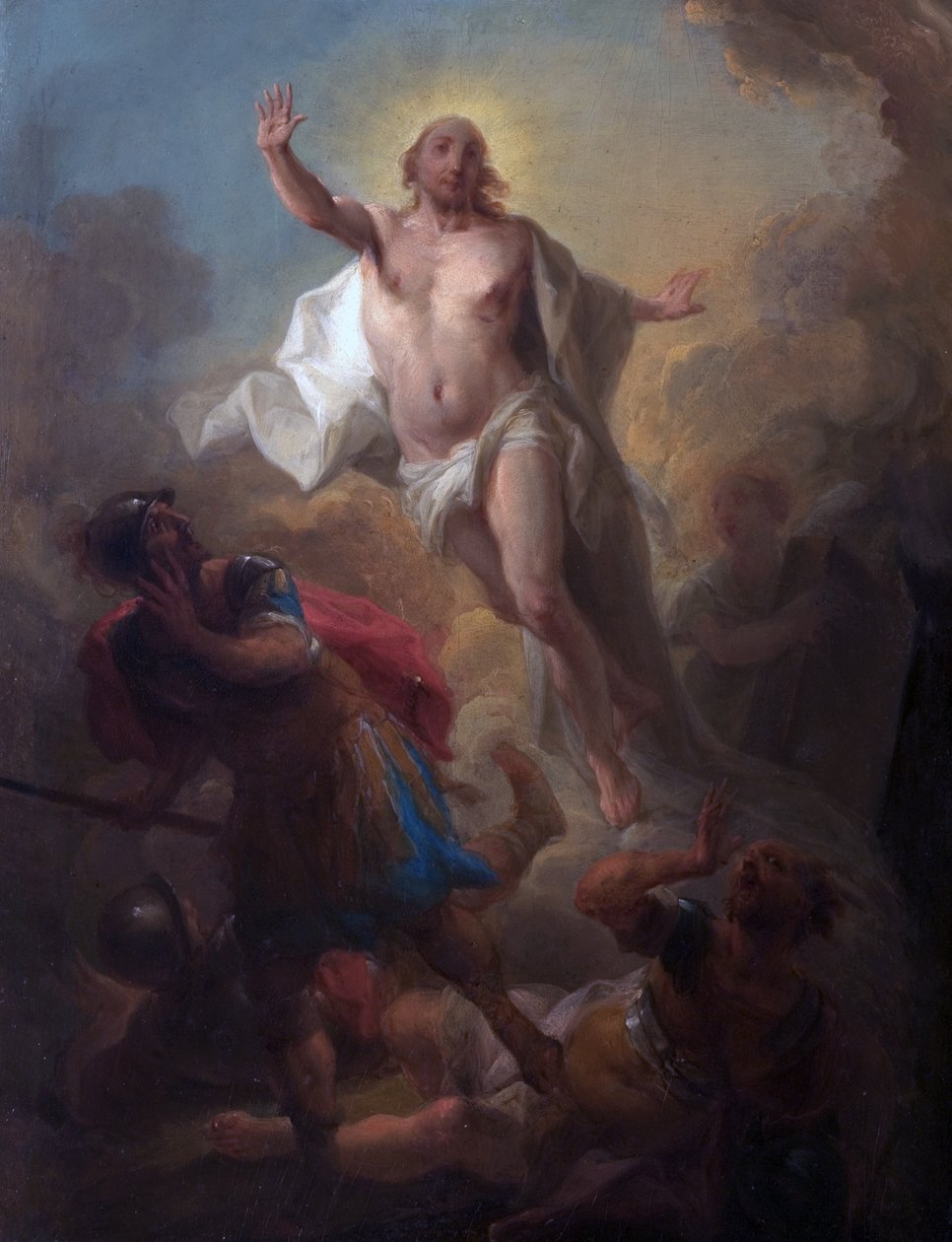 Cristo risorgente dalla tomba e soldati romani in fuga da Johann Christian Thomas (attr.to) Winck
