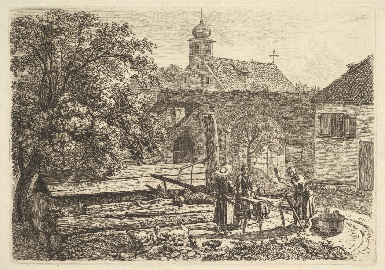 Lavandaia presso un pozzo artesiano da Johann Christoph Erhard