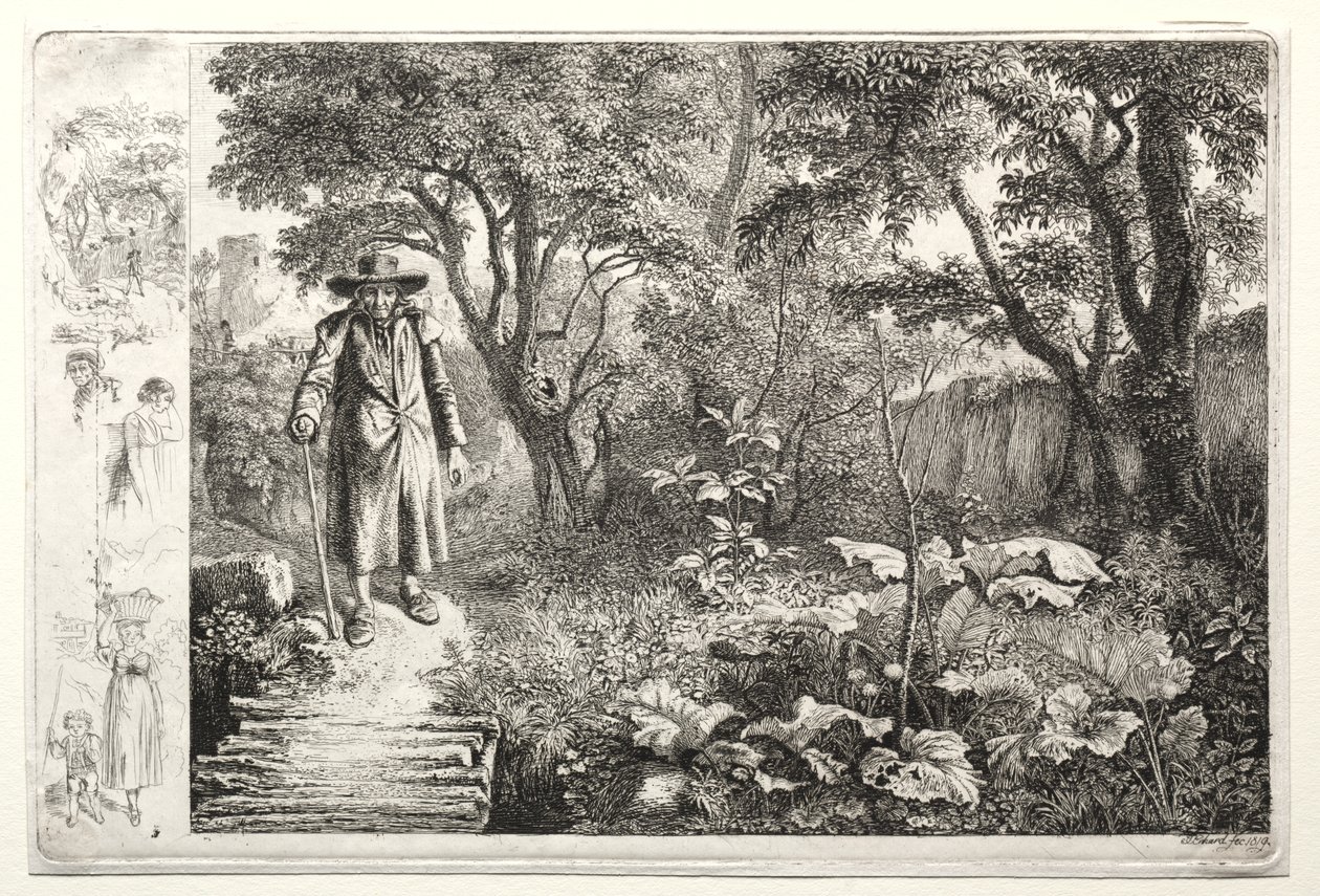 Vecchio davanti al ponte di tronchi da Johann Christoph Erhard