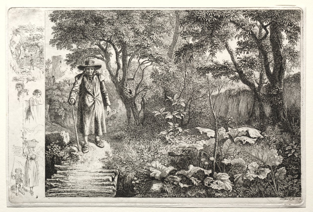 Il vecchio davanti al ponte di tronchi da Johann Christoph Erhard