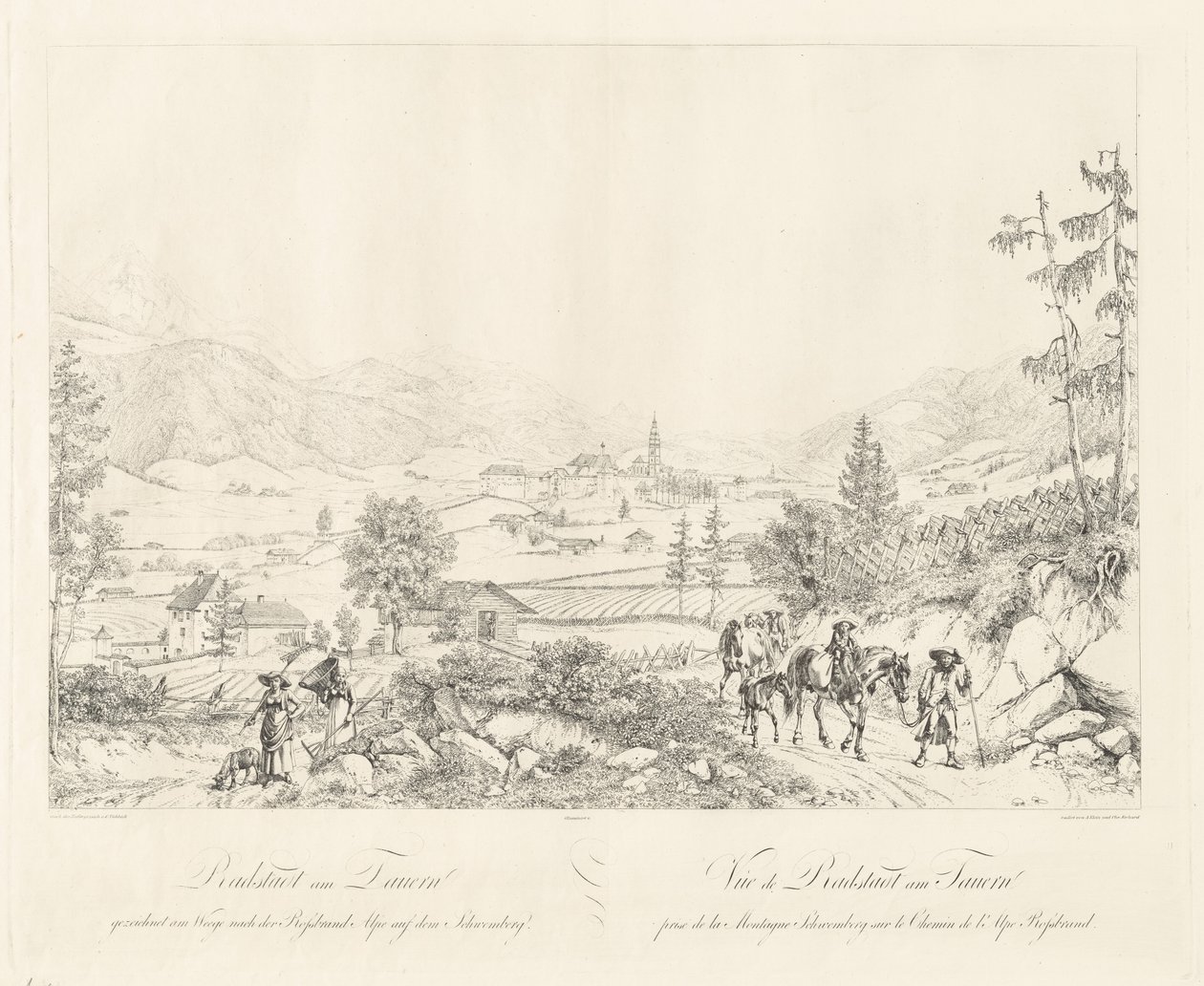 Radstadt vicino a Tauern da Johann Christoph Erhard and Johann Adam Klein after Carl Ludwig Friedrich Viehbeck
