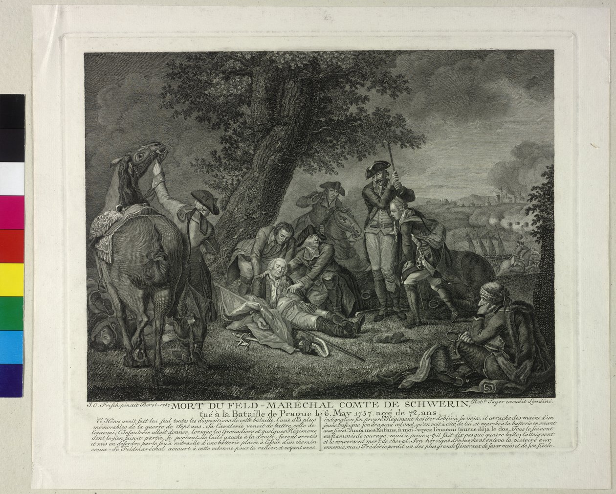 Morte del margravio Kurt Christoph von Schwerin durante la battaglia di Praga 1757 da Johann Christoph Frisch