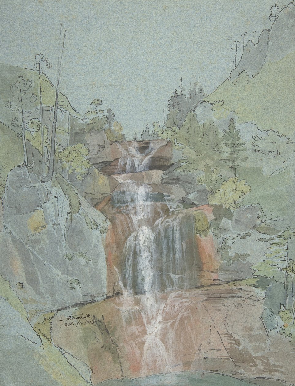 Paesaggio con cascata, 1816 da Johann Christoph Rist
