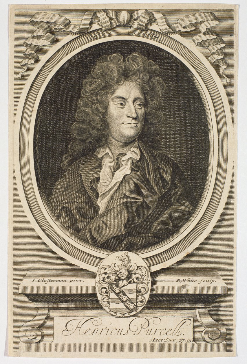 Ritratto di Henry Purcell inciso da Robert White da Johann Closterman