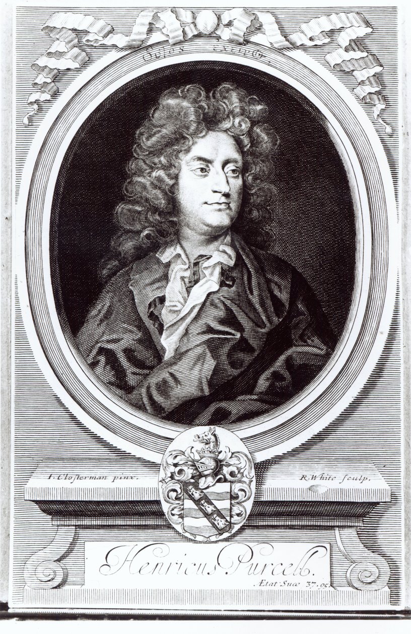 Ritratto di Henry Purcell (1659-95), compositore inglese, inciso da R. White, 1695 da Johann Closterman