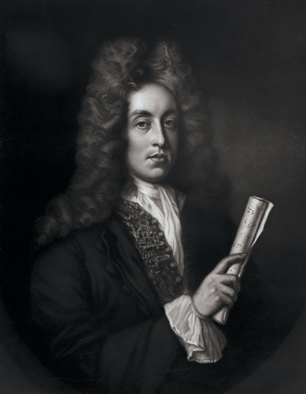 Ritratto di Henry Purcell inciso da George J. Zobel da Johann Closterman