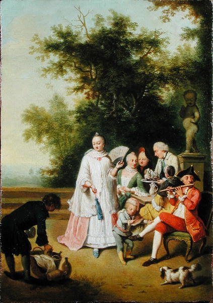 Una festa campestre su una terrazza da Johann Conrad Seekatz