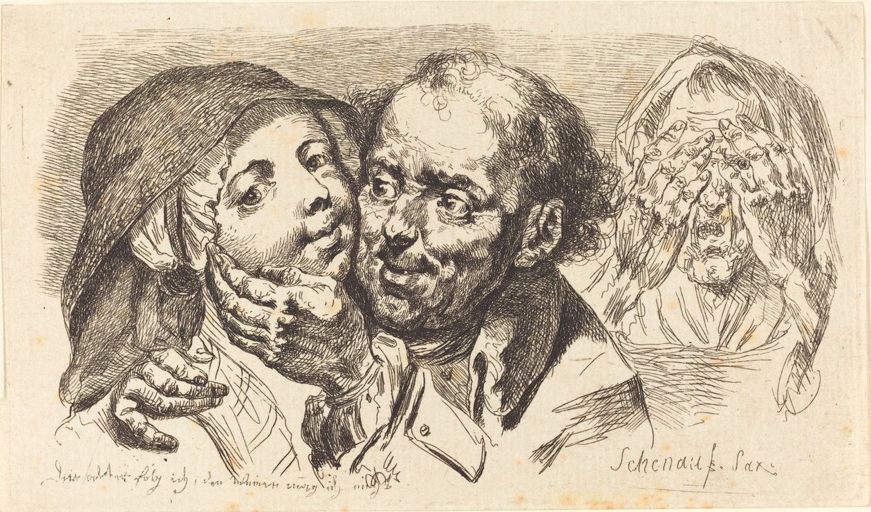 Giovane Donna Abbracciata da un Uomo Anziano da Johann Eleazar Schenau