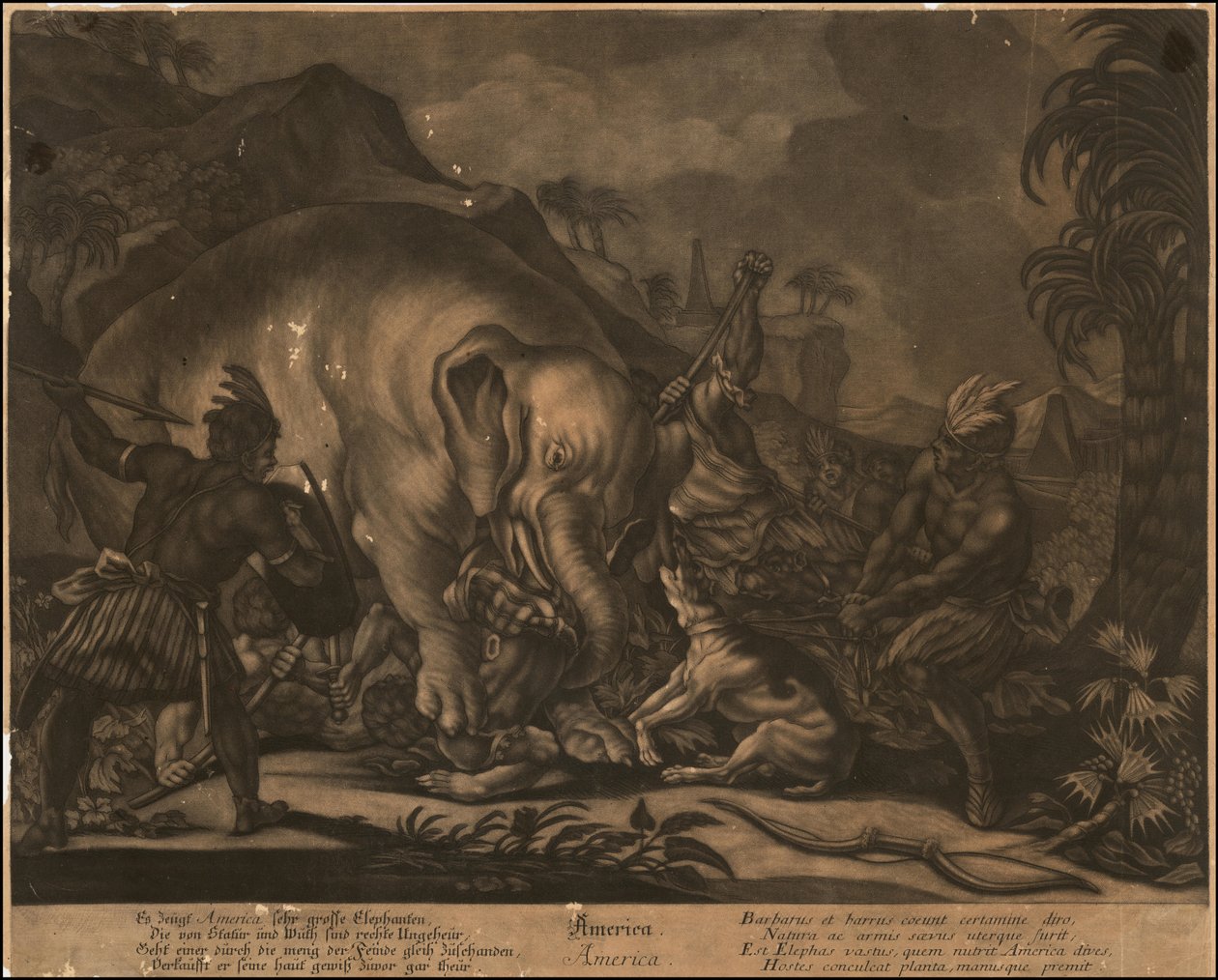 Ca. 1770 mezzatinta allegorica dell