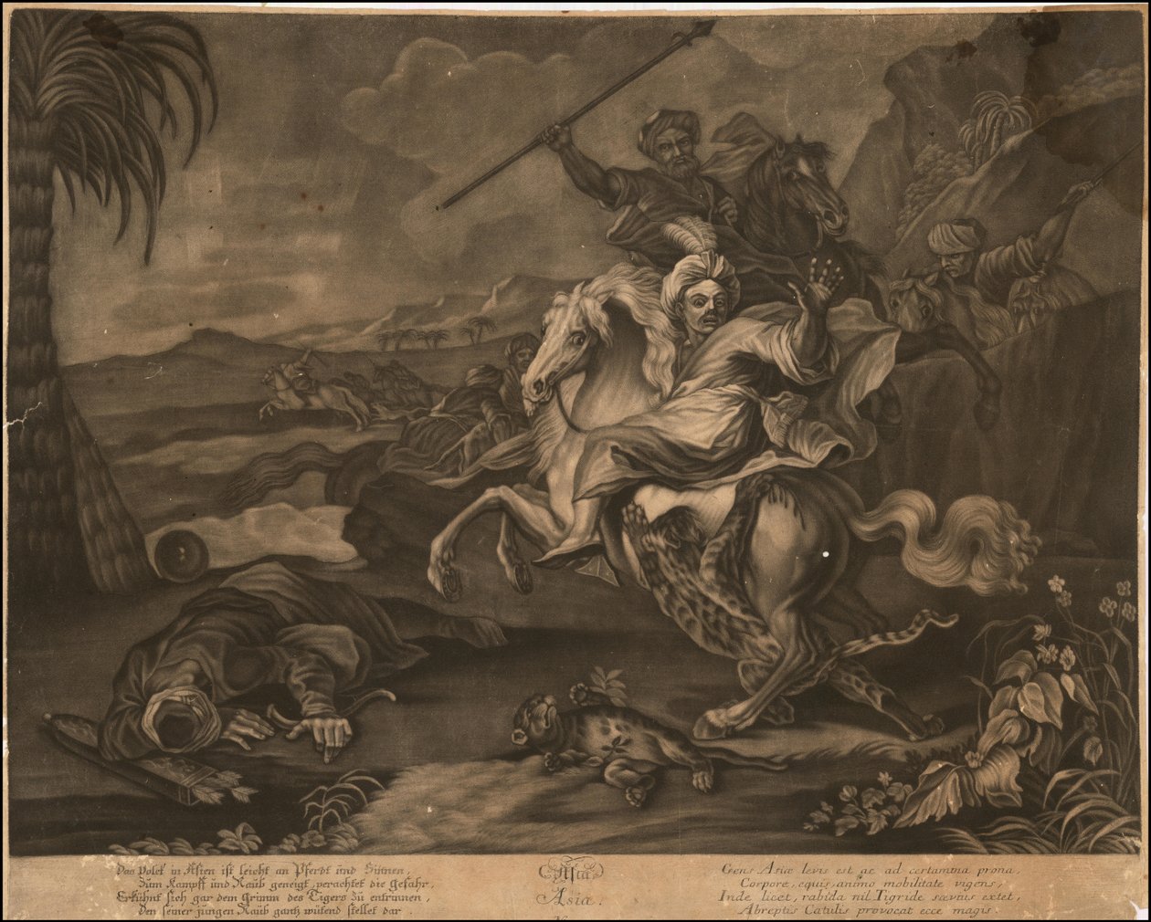 Ca. 1770 mezzatinta allegorica dell