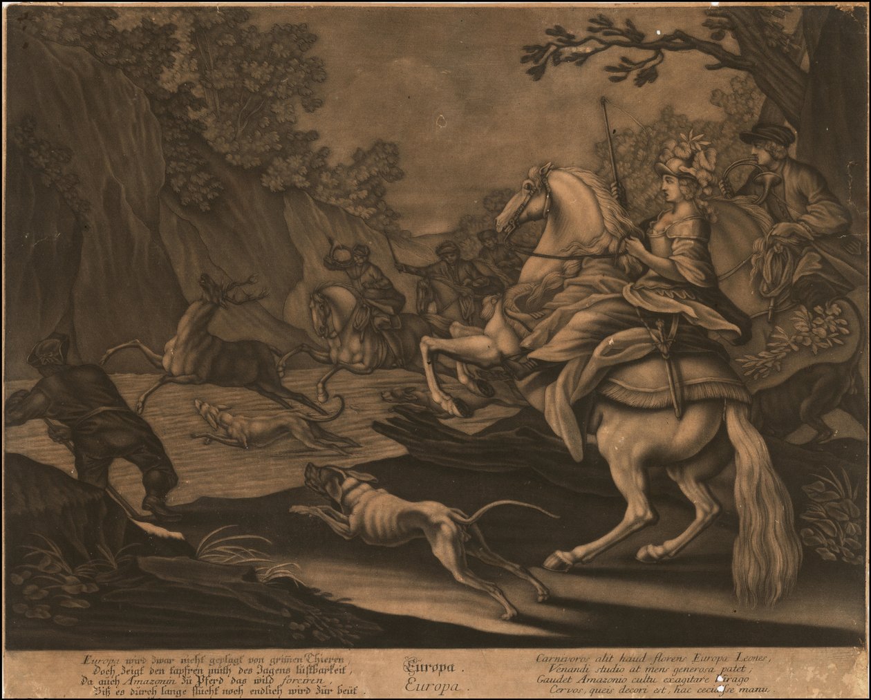 Ca. 1770 mezzatinta allegorica dell