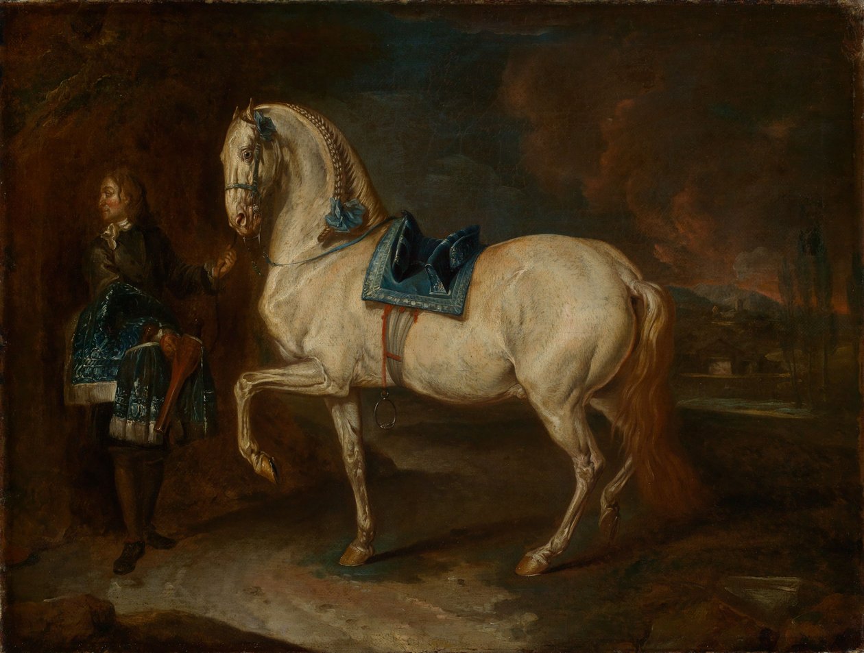Scudiero con cavallo bianco da Johann Elias Ridinger