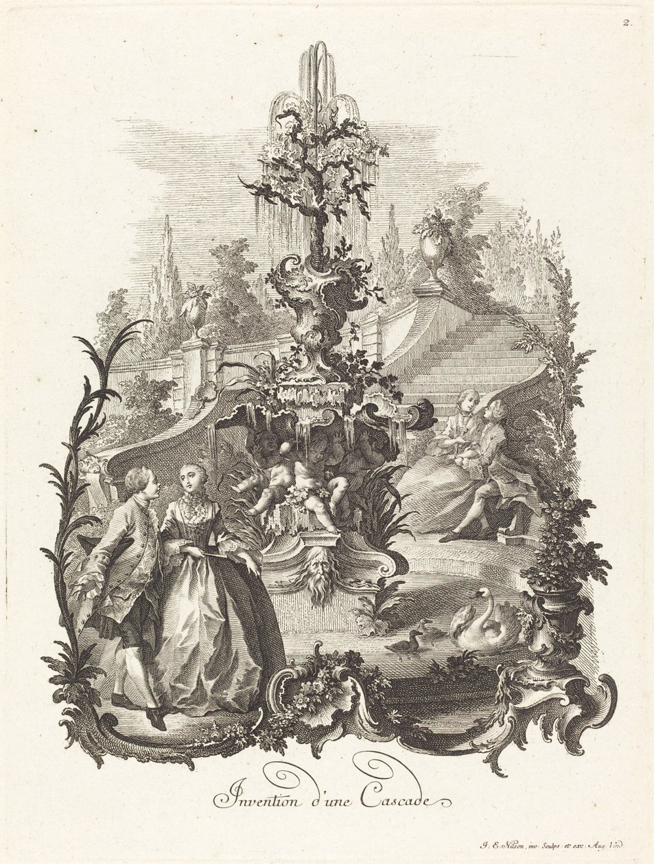Invenzione di una Cascata da Johann Esaias Nilson