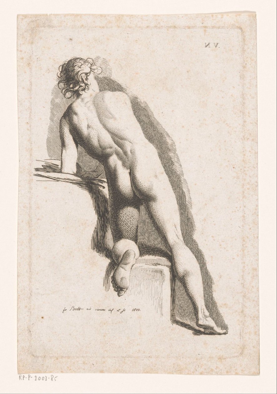 Nudo maschile inginocchiato, visto da dietro da Johann Friedrich Bolt