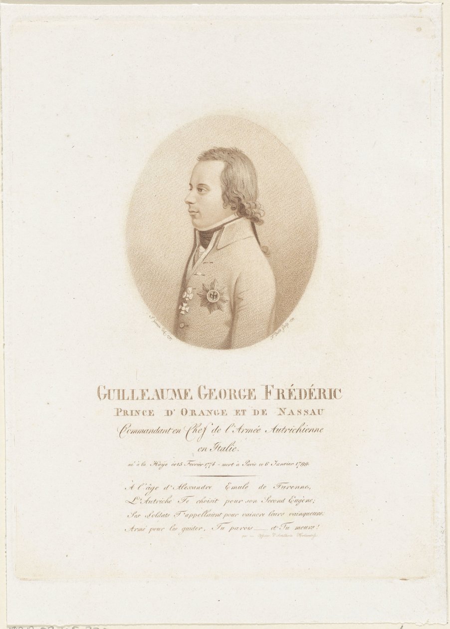 Ritratto di Federico, principe di Orange-Nassau da Johann Friedrich Bolt