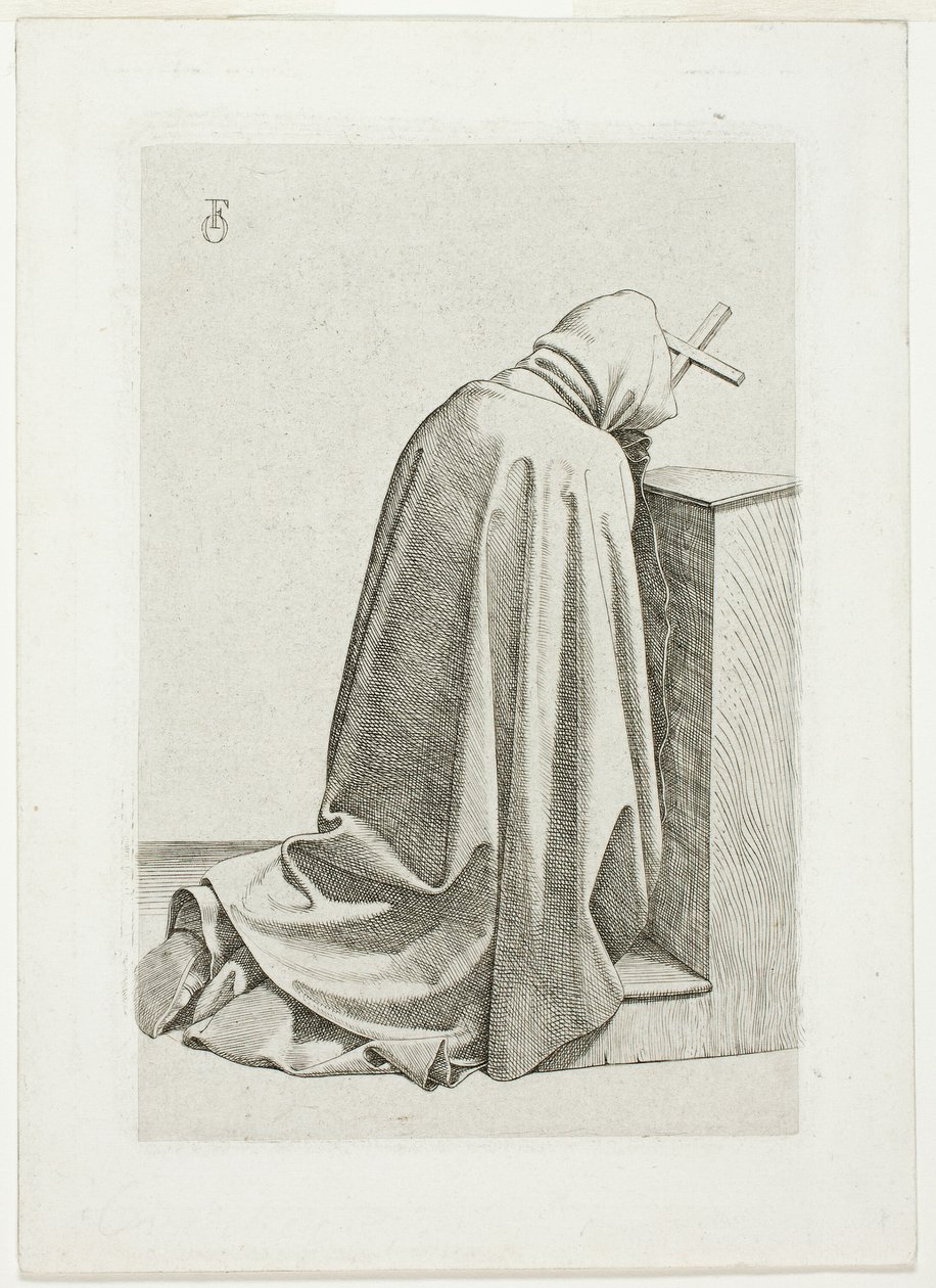 Pellegrino inginocchiato con croce e libro da Johann Friedrich Overbeck