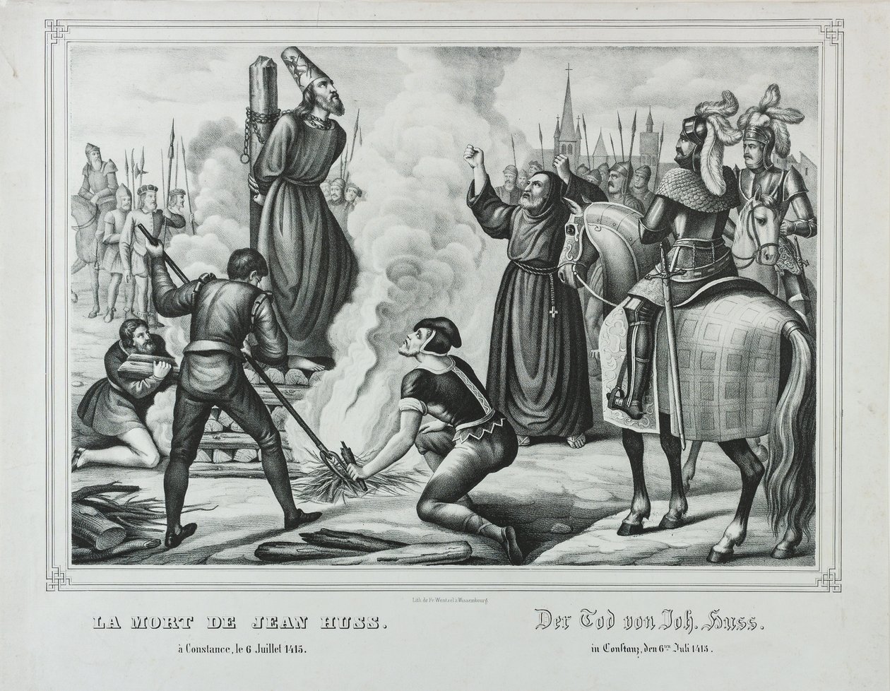 La morte di Jan Hus a Costanza, metà del XIX secolo da Johann Friedrich Wentzel