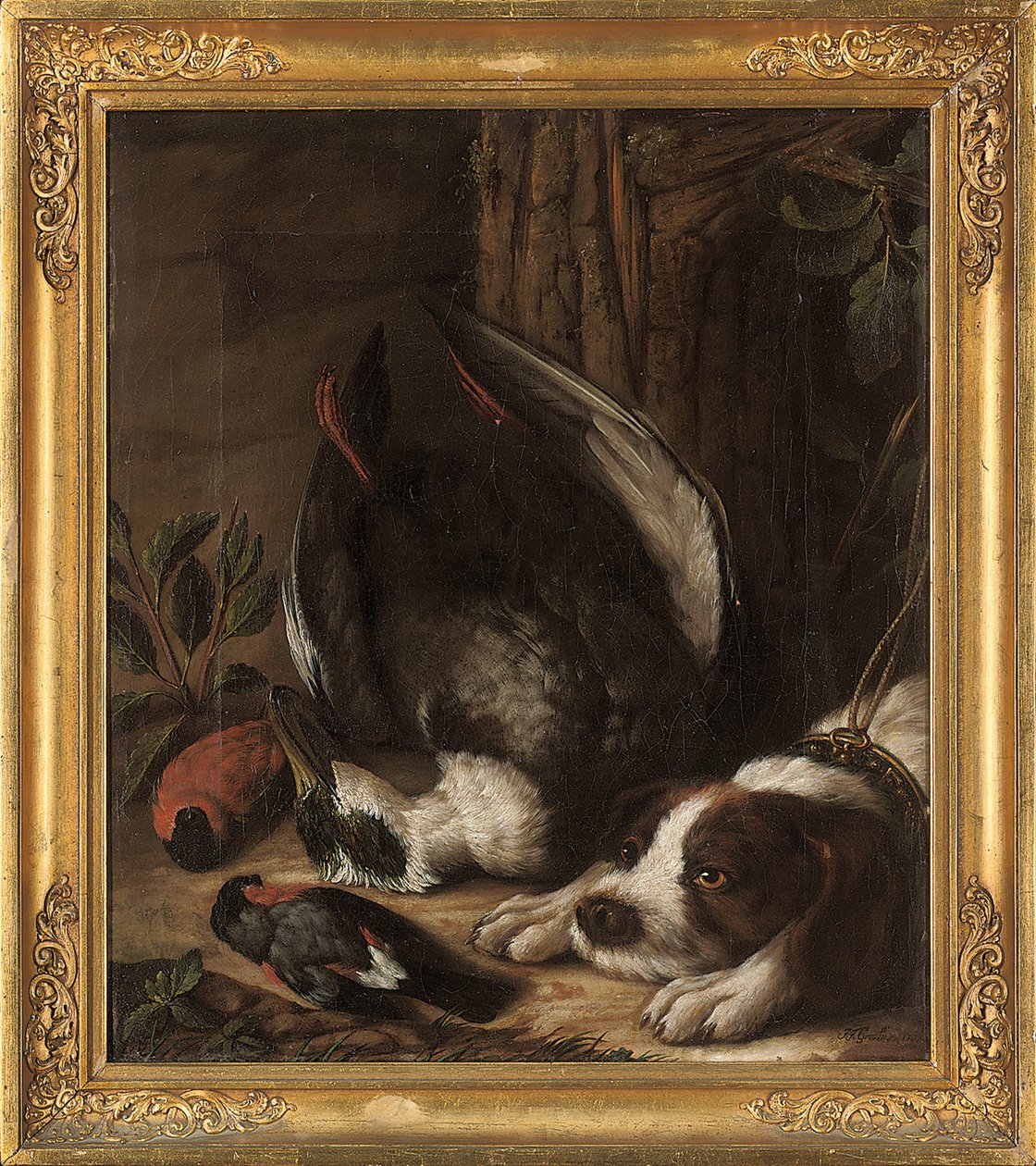 Un cane da caccia e la sua preda, 1768 da Johann Friedrich von Grooth