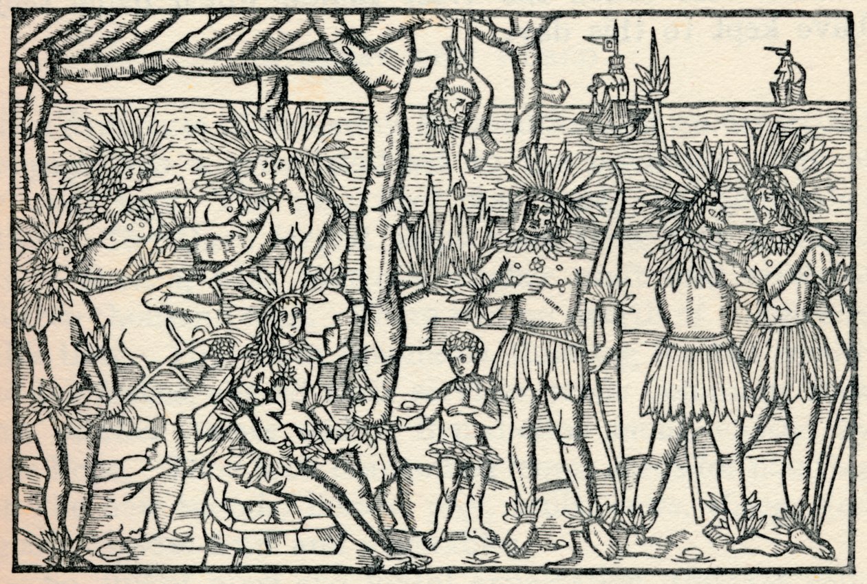 La prima rappresentazione del popolo del Nuovo Mondo, 1505, 1912 da Johann Froschauer